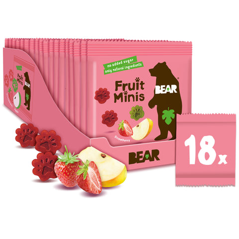 BEAR Fruit Minis jarðaberja & epla singles (18 stk)