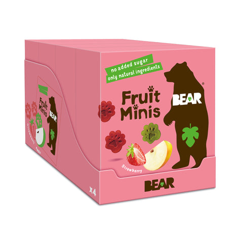 BEAR Fruit Minis jarðaberja & epla Multipack, 4 kassar (20 stk)