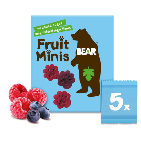 BEAR Fruit Minis hindberja & bláberja Multipack, 4 kassar (20 stk)