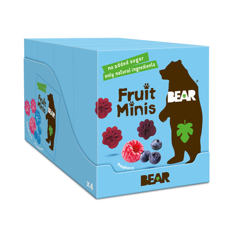 BEAR Fruit Minis hindberja & bláberja Multipack, 4 kassar (20 stk)